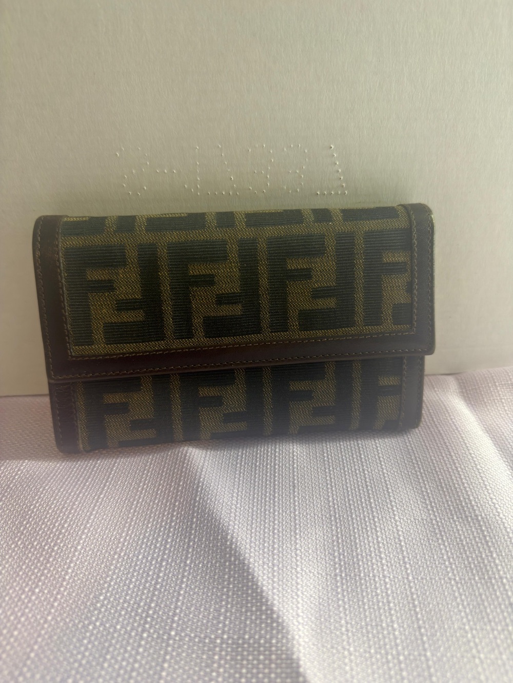 Fendi Brown and Black FF Logo Continental Wallet
